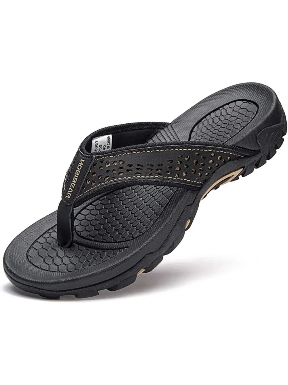 Men's Black Sport Flip Flops Comfort Outdoor Rubber Casual Thong Sandal Shoes